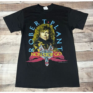 Robert Plant Shirt Adult Medium Black Vintage 80s 1988 Non Stop Go Rock Band Tee